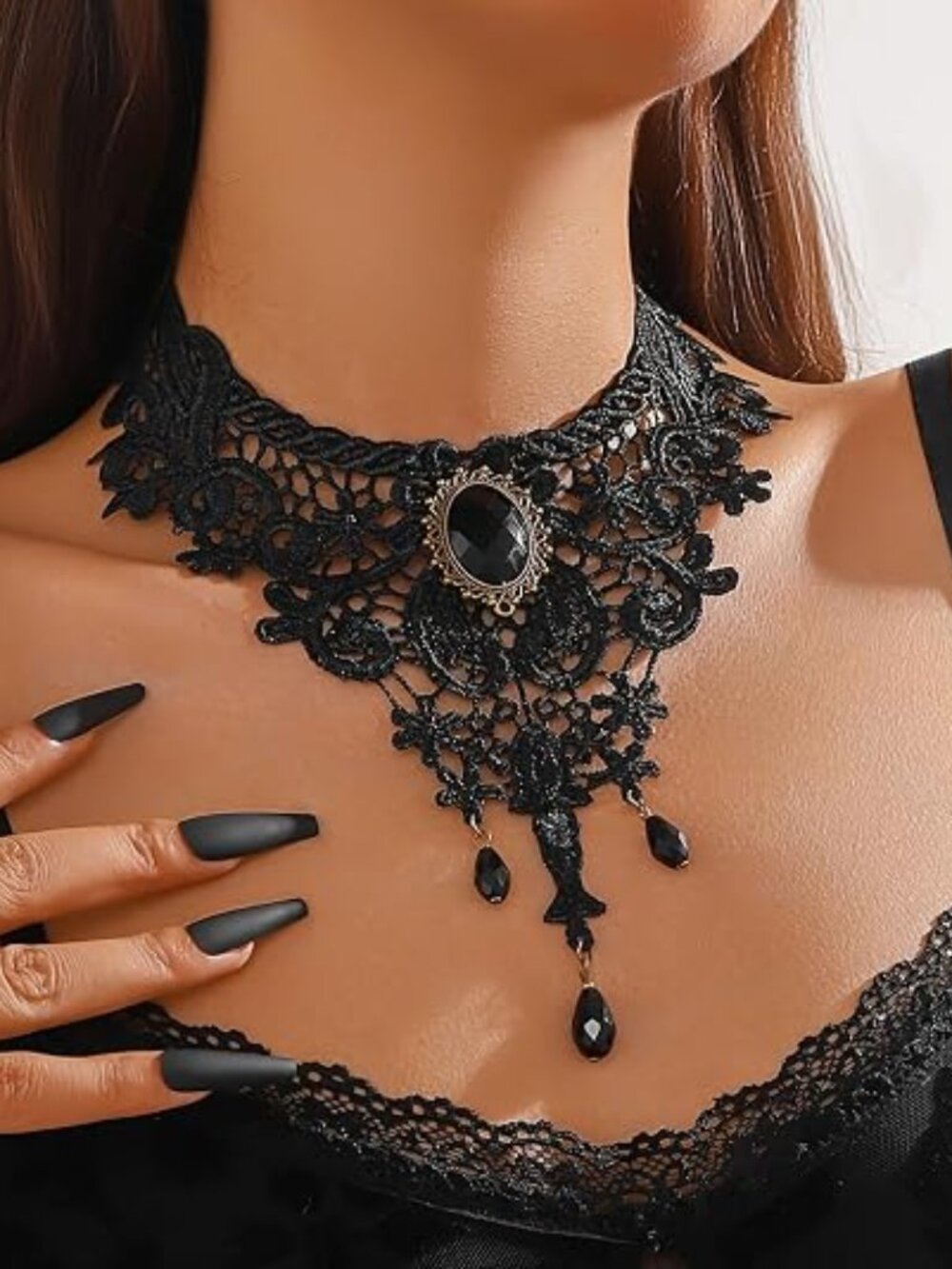 Fesciory Black Necklace for Women, Adjustable Daily Goth Jewelry Gift